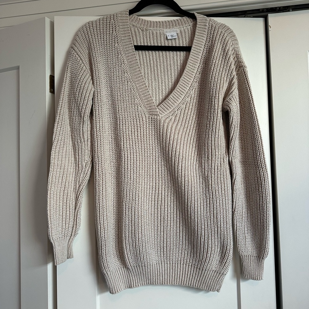 Cooperative by Urban Outfitters V-Neck Cream Sweater